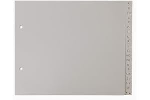 ‎PLASTOREG 5er Set 20-teiliges Register/Trennblätter aus PP Kunststoff für DIN A4 halbe Höhe mit Buchstaben A-Z, grau Trenn-Blätter für die Ordner-Organisation im Büro.