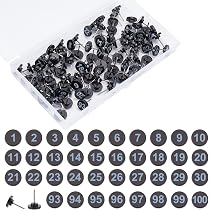 100 Punaises Numérotées Noires De 1 à 100 - Pour Cartes, Tableaux D'Affichage, Organisation