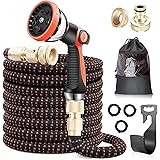 Gartenschlauch flexibel, Leichter Gartenwasserschlauch mit Sprühdüse, überlegene Festigkeit, 15M/50FT erweiterbarer Gartensch