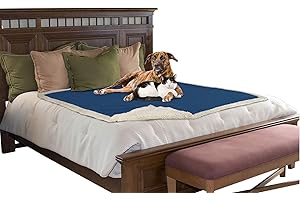 PAWSSE Coperta Impermeabile per Cani Pawsee, Coperta da tiro Sherpa in Pile a Prova di pipì per Protezione del Divano Letto, Copertura Protettiva per mobili reversibili Lavabili 203 x 152 cm Navy Taupe