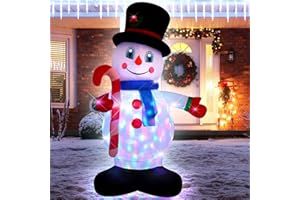YCOLNAEFLLR 5FT Christmas Inflatable Snowman with LED Lights - Outdoor/Indoor Holiday Decoration, Blow Up Snowman Yard Decor for Xmas Party, Home, Garden (Multi-Color)