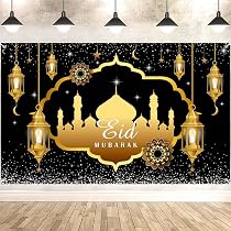 LOONELO Ramadan/EID Mubarak Banner – 178 X 100 Cm, Muslimische Dekoration Für Eid Al-Adha & Hajj, Mit Seil