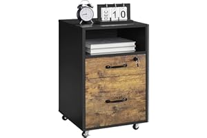 Yaheetech Cajonera Escritorio Debajo Mueble Archivador con Ruedas Cajonera de Oficina Móvil con 2 Cajones Mueble Impresora de Estilo Industrial 40×40×65,5cm
