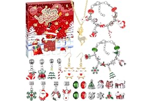 NLMWTI Calendario de Adviento, Calendario de Adviento de Navidad 2025, 24 Días, Joyas Kit para Hacer Pulseras Manualidades Regalos