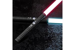 Lischwert 2Pack LightSaber,Connectable 2-in-1 Dueling Metal Light Sabers Changeable 7 RGB Color 3 Modle Voices,Smooth Swing & Fight Sound Effects, Gift Party Favors&Kids Fancy Dress（Black）