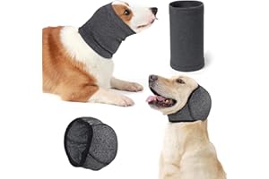 Eyein Dog Ear Protectors - 2 Packs Dog Ear Defenders and Snood Set, Upgrade Calming Ear Muff and Hood Adjustable for Anxiety Relief, Breathable Pet Head Cover Wrap for Noise Cancelling