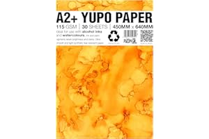 Punkcards - Yupo Paper - Alcohol Inks - Yupo Paper A2 - Alcohol Ink Art Paper - for Artists and Painters - 30 Sheets - 115gsm - A2+ - 450mm x 640mm