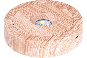 EUSTUMA Base rotante per display a LED, con luce colorata, adatta per opere d'arte sferiche in cristallo, decorazione per feste e festività. (legno)