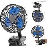 ATEngeus Ventilatore USB 4 in1, Ventilatore con clip da 8 inch, Ventilatore batteria da 10000 mAh, 5 velocità, Rotazione mult