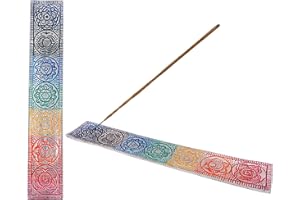 SNADI Bruciatore di incenso (incensiero). Incenso supporto piatto in alluminio. Design dei Chakra Colori smaltati fatti a mano in India.