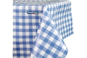 TEXMAXX® Nappe en toile cirée lavable - Convient comme nappe de jardin - Motif à carreaux - Bleu et blanc - Différentes tailles - 180 x 140 cm