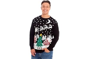 New Camp Ltd Christmas Xmas Womens Unisex Mens Jumper Novelty Fairisle Santa Party Sweater Jumper Santa Night Sky Wine Exclusively to Sizes - S/M/L/XL/2XL/3XL/4XL