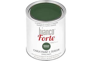 BIANCO SHABBY Bianco Forte - Verde Foresta - (1L) Vernice a Gesso con Finitura/Protettivo 2-in-1: Chalk Paint Super Resistente per Mobili, Pareti e Porte – Asciugatura Rapida, Interni/Esterni, Opaca