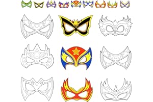Hifot DIY Super Héros Masque Enfant, Masques Super-Héros à colorier pour Enfants, Blanche Masques à Colorier pour Cosplay Activités Manuelles Enfants Carnaval Activité Anniversaire (9 Pièces)