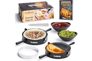 Tortillada - Moules pour empanadas/Kit de moules à empanadas 7 pièces avec livre de recettes, bols à trempette, emporte-pièce, couteau