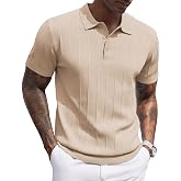 COOFANDY Men's Polo Shirts Short Sleeve Summer Casual Vacation Buttons Stretch Fabric Golf