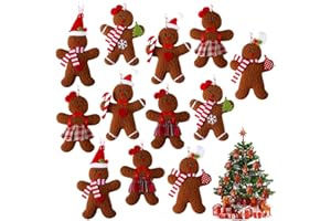 Threan 12 Adornos Navideños de Pan de Jengibre Adornos Colgantes de Navidad de Hombre de Jengibre Figuras de Pan de Jengibre para Árbol de Navidad Jardín Oficina Bar de Café, 4,3 Pulgadas