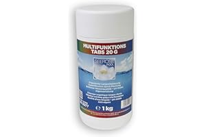 Paradies Pool GmbH Seerose Multifunktions Tabs 20 g 1 kg Quattro Tabletten 4-Fach Wirkung Chlor Algenschutz Flockungsmittel pH-Stabilisator