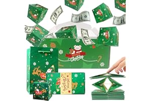 CARREUTY Christmas Surprise Box Gift Box, 12Pcs Christmas Money Gift Boxes, Explosion Boxes Folding Bouncing Red Envelope Case DIY Festival Surprise Funny Pop Up Cash from Case (Green)