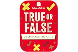 Talking Tables True or False Family Travel Game – Pocket Size Fun Quiz for Kids and Adults, Quickfire General Knowledge Guessing Challenge, Ideal, Secret Santa, Sturdy Gift Tin