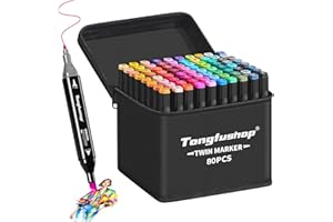 Tongfushop Rotulador de 80 Colores, Rotuladores Alcohol Doble Punta, 2S Secado Rápido Permanent Marcadores Base Alcohol con Bolsa de Almacenamiento y Espaciador para Niños, Adultos Cómics, Colorear