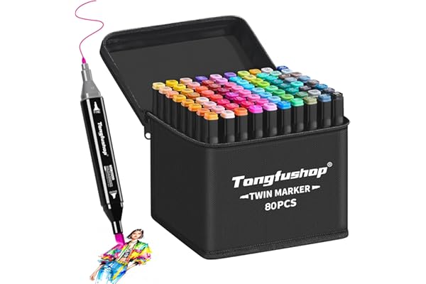 Tongfushop Rotulador de 80 Colores, Rotuladores Alcohol Doble Punta, 2S Secado Rápido Permanent Marcadores Base Alcohol con Bolsa de Almacenamiento y Espaciador para Niños, Adultos Cómics, Colorear