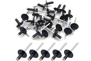 BESTYCHAO 50 Stück Aluminium-Blindnieten mit großem Flansch 4,8 mm x 12 mm, 50er-Pack (schwarz)