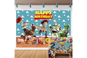 NSY Fumetto Toy tale Compleanno Sfondi Cielo Blu Nuvole Bianche Bambini Festa Fotografia Sfondo Torta Tavolo Decorazione Forniture (2,1 x 1,5 m)