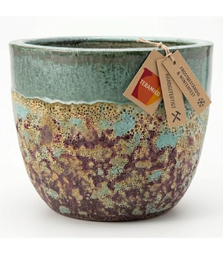 Hentschke Keramik Pflanztopf/Pflanzkbel frostsicher  40 x 34 cm, Effekt  blau, 076.040.64 Blumenkbel fr Drauen + Innen - Made in Germany:  Amazon.de: Garten