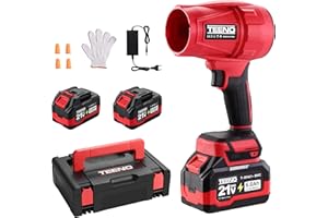 TEENO Soplador de Hojas | 2x6000mAh Baterías | 21V | 116 km/h Velocidad | 31000 RPM | Ligero | Soplador Electrico | para Jardín y Terraza | Incluye Caja de Herramientas