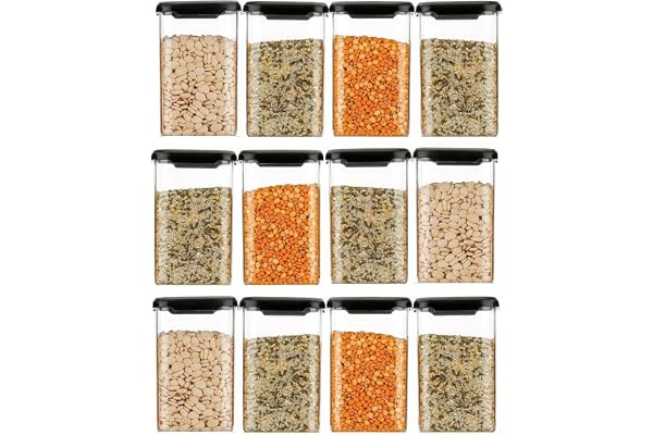 MATIC HOUSEWARE Air Tight Containers Storage Set For Kitchen, Storage Box and Organiser, Kitchen Accessories Items for Home, Pantry Organization, BPA-Free,(Pack Of 6, Black, 1200 ml, Plastic)