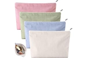 SIGULIKEJI Lot de 4 Petites Trousses de Maquillage Voyage avec Fermeture Éclair pour Sac à Main, Usage Essentiel, 26 x 19 x 5,5 cm, Rose