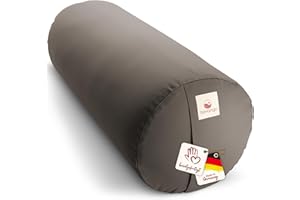 ‎NAVANGO navango® Yoga Bolster I Yoga Rolle handgefertigt in Deutschland I 24cm Durchmesser - 64cm Länge I Praktischer Tragegriff I 100% Dinkelspelz Füllung I Waschbarer Bezug 100% Baumwolle
