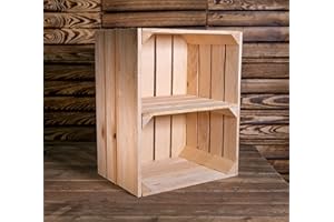 Jones & Grey VINTAGE APPLE CRATE FRUIT CRATES BUSHEL BOX WOODEN GARDEN PLANTERS WITH SHELF (Unpainted Wood)
