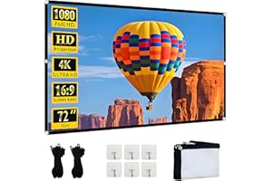 Projector Screen 72 Inch, Yingstar 16:9 HD Double Sided Projection Screens, Anti-Crease Foldable Portable Projector Screen For Outdoor Cinema Garden Home Indoor Camping Theater Office