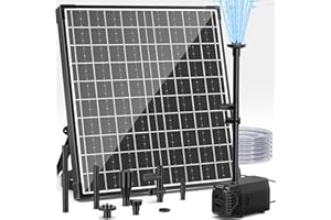Biling 25W Solar Springbrunnen für außen, 1200L/H Solar Teichpumpe mit Filter, 4 Düsen 2M Wasserleitung 5M Kabel DIY Wasserspiel, Solar Brunnenpumpe für Teich Garten Wasserfall Pool