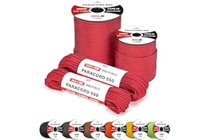 Brotree 4mm Paracord 550 7 Hebras Cuerda de Nylon 30M Tipo III Cuerda de Paracaídas para Supervivencia, Al Aire Libre, Bricolaje - 250kg Carga de Rotura (Rojo)
