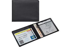 wisdompro PU Leather Disabled Blue Badge and Timer Holder Wallet Protector Disability Parking Permit Hologram Safe, PVC Does Not Cover Hologram,Black
