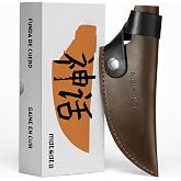 Matsato Quilted Leather Sheath for Kitchen Knife 15cm | 75% Leather/25% PU Resin, Padded Interior, Button Closure, 5.5cm Loop