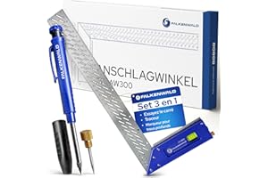 Falkenwald Équerre de serrurier professionnelle avec butée de 300 mm - Équerre de butée en métal inoxydable et galvanisée - Pour des travaux précis dans la construction métallique et l'atelier - Angle