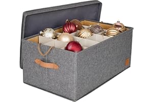 LOVE !T STORE !T LOVE IT STORE IT Premium Aufbewahrungsbox für Weihnachtskugeln - Box für Christbaumschmuck aus Stoff - 30 Fächer, Tray komplett herausnehmbar - Grau - 58x36x25 cm