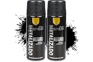 Etrexonline Pintura Spray Multicolor Profesional 400ml Adecuado Metal Madera y Plástico - Color Negro Metalizado (Paquete de 2)