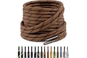 Puzeam 2 Paire Lacets Ronds pour Bottes, Lacets Résistants et Durables pour Chaussures de Travail, Chaussures de Randonnée, Chaussures de Sécurité