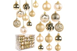 Ywlake Weihnachtskugel Ornamente Set für Weihnachtsbaum, 100-pcs Weihnachtsbaum Dekorationen Set Bruchfeste Ornamente für Neujahrsparty Hochzeit Feiertag Weihnachtsdekoration (Champagner)