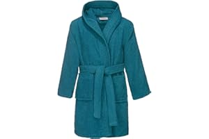 REDBEST Kinder-Kapuzen-Bademantel 100% Baumwolle Frottier, Serie Chicago - saugstark, strapazierfähig, mit Taschen und Bindegürtel Walk-Frottier
