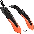 Dark Horse® Bicycle Dual Tone Front & Rear Mudguard with Unbreakable Plastic Clamp, Black-Orange