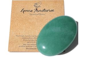 AWARDSEN 2.4" Aventurine Verte Pierre Preciusee Grand Cristal de Pierre de Palme Polie Reiki Cristaux Pierre Naturelle Gemme Inquiétude équilibre énergétique Soulagement du Stress Cadeau pour Femme