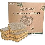eplanita Spugne naturali a base vegetale (confezione da 6), non graffio, biodegradabili ecoscurer per cucina e bagno