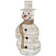 WeRChristmas Pre-Lit Paper String and Gauze Snowman with 10 Warm LED Lights, 40 cm - White