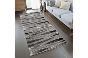 TAPISO Dream Läufer Flur Teppich Kurzflor Modern Brücke Grau Creme Streifen Wellen Muster Meliert Wohnzimmer ÖKOTEX 70 x 250 cm